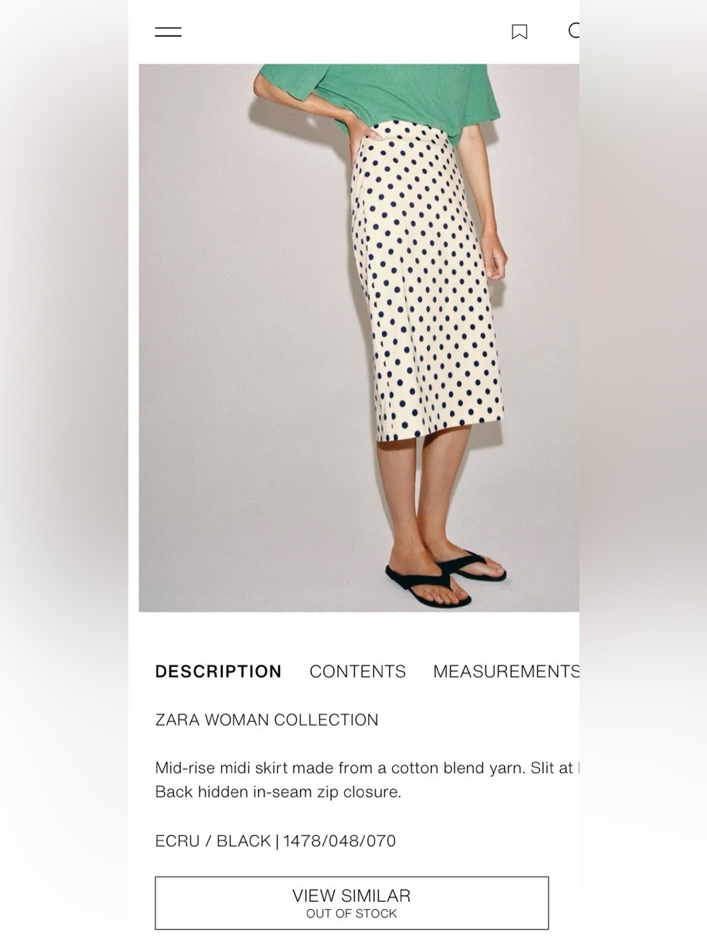 Zara Polka Dot Pencil Skirt NWT